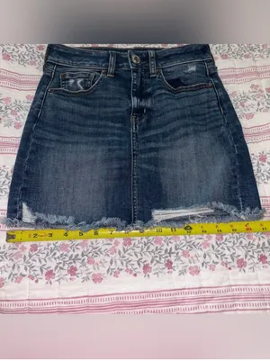 American Eagle Outfitters Denim Distressed Skirt thumbnail 11