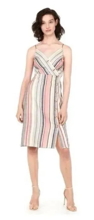Express size M linen blend pastel colored midi sundress thumbnail 1