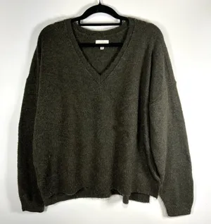 Lucky Brand Green Pullover Wool Blend V Neck Sweater‎ Women’s Large Soft thumbnail 1