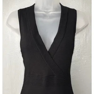 Ann Taylor Sleeveless Sweater Dress Size Small Black Preppy Classic Chic Midi thumbnail 5