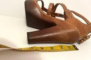 Ugg Tan Leather Woven Stack Heels Sandals  thumbnail 7