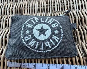 Kipling Marguerite Star Pouch water-repellent nylon round logo patch coin purse small Dark Gray creativity puffer unisex thumbnail 1