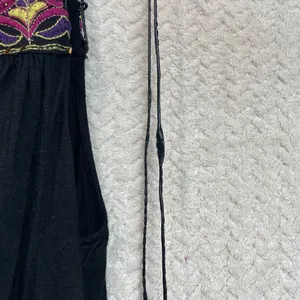 Free People Boho Black Embroidered Flowy Faux‎ Leather Straps Tunic Size Medium thumbnail 10