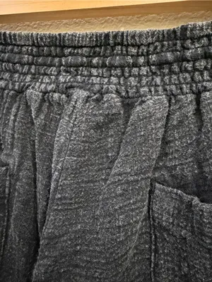 Ocean Drive Washed Black Drawstring Textured Joggers with White Cord Small thumbnail 4