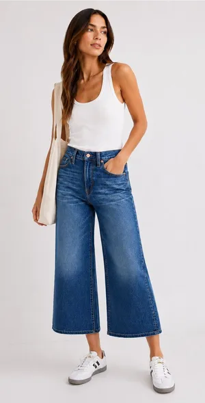 Madewell High‎ Rise Wide Leg Crop Denim Jeans thumbnail 1