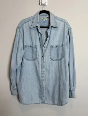 Ann Taylor Vintage Denim oversize Button up shirt thumbnail 1
