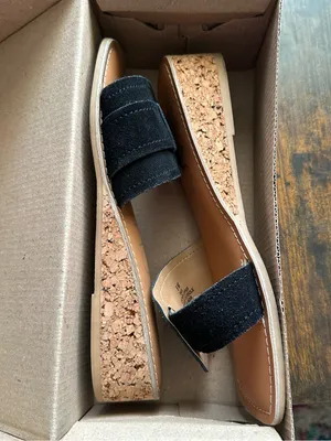 Matisse Beach Baja black brown suede leather wedge square toe slides sandals 8 thumbnail 3