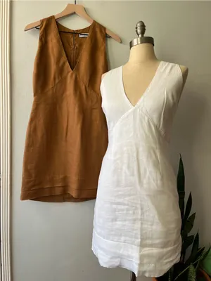 Pampelone• NWOT• Brown & White Linen Dresses Bundle• Sz S thumbnail 1
