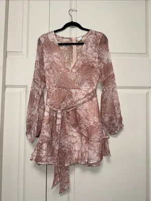 Selfie Leslie Blush Floral Wrap Mini Dress thumbnail 4