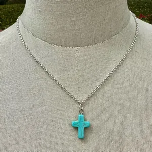 Howlite cross pendant necklace thumbnail 1