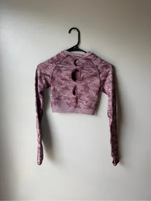 Gymshark Camo Seamless Long Sleeve Crop Top Pink Mauve Women’s thumbnail 5