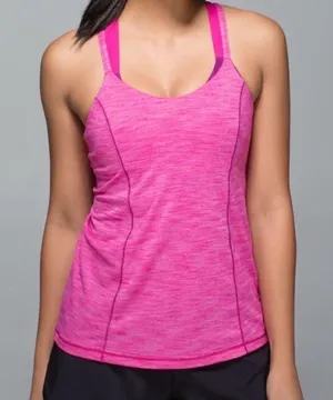 Lululemon Run For Gold Tank Hot Pink Magenta Running Tank Top Sports Bra Size 8 thumbnail 1