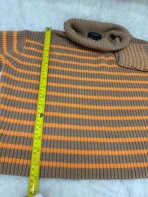 Ann Taylor roll neck sweater striped preppy orange and tan Size Petite Small thumbnail 5