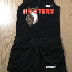 B64 #28 Womens Hooters Girl Uniform Tank Top & Shorts Black Size Xs/Xxs thumbnail 1