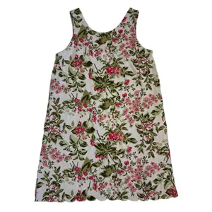 Laura Ashley Linen Blend‎ Floral Shift Dress Scalloped Hem Pink Green M thumbnail 10