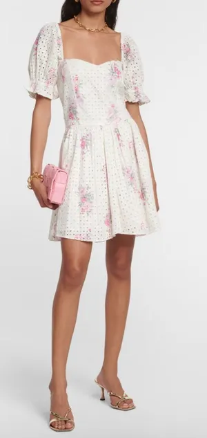 Love Shack Fancy Altima Floral Eyelet Mini Dress Size Medium thumbnail 1
