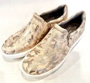 Clarks Layton Step Leather Slip On Sneaker Loafers Women's 8.5 Gold Camo Print‎ thumbnail 1