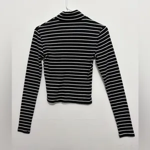 The Oct Tee Collection Size S Striped Mock Neck Zip Front Long Sleeve Top(A343)✨ thumbnail 7