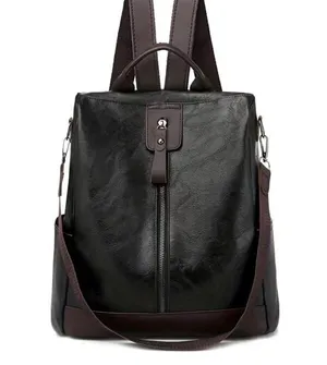 Vegan Leather Backpack One Shoulder Messenger Anti Theft Waterproof Travel thumbnail 3
