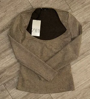 ZARA Gold sparkly Long Sleeve Top thumbnail 1