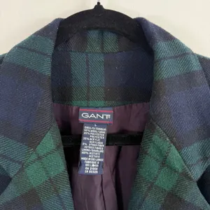 Gant Green Blue Plaid Wool Blend Blazer Vintage Preppy Acadamia Womens Large thumbnail 6
