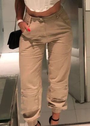 Pretty Little Thing High Rise Cargo Jeans With Flap Pockets / Cargo Pants size 8 thumbnail 4