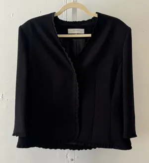 Vintage Tahari ASL Classic Career Ruffle Regular Fit Blazer Jacket Black Size 16 thumbnail 1