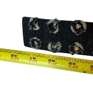 Denim Belt Y2K Distressed Studded 90s Indie Sleaze Western Jean Buckle Bunny 43" thumbnail 5