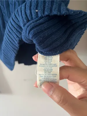 Vintage Y2K American Eagle Cable Knit Ribbed V Neck Sweater Small Blue Preppy thumbnail 4