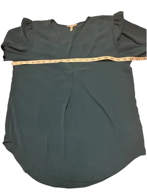 Teal V-Neck Long Sleeve Women's Blouse Sz M thumbnail 7
