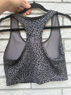 Evolution and Creation Grey Leopard Racerback Sports Bra thumbnail 3