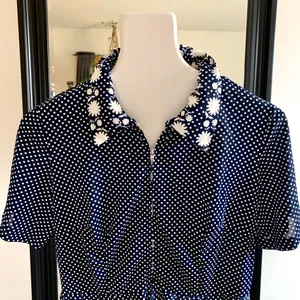 Vintage 50’s Casualmaker Blue Polka Dot Short Sleeve Dress thumbnail 2