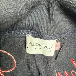 Hello Molly Flare Pants Fold Waist Base Lucky Girl Size M Navy Blue Red thumbnail 3