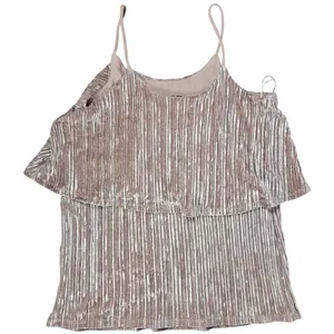 RO&DE Womens‎ Velvet Cold Shoulder Tiered Cami Top Size S Made in USA thumbnail 2