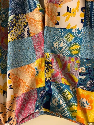 Cider Rainbow Multicolor Patchwork Print Trendy Pants thumbnail 2
