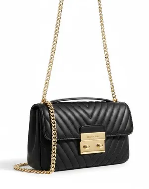 MICHAEL KORS Quilted Leather Sloan Chain Crossbody HandBag Black Clasic Elegant thumbnail 1