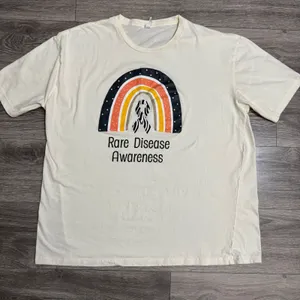 100%‎ Cotton Rare Disease Awareness Rainbow Zebra Ribbon Tee Cream 3XL Earthy thumbnail 1