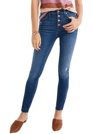 Madewell Women Size 32 10" High-Rise Skinny Jeans‎ Medium Wash thumbnail 1