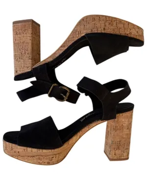 EUC Free People Leather Brooke Heeled Platform Sandals Black Size 8.5 thumbnail 1