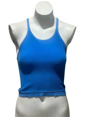 Free People Movement Women's Blue Ribbed Compression Crop Tank Top M thumbnail 1