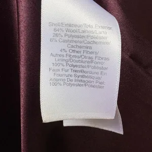 DKNY Wool Cashmere Blend Coat 4 Burgundy Faux Fur Collar Zip‎ Timeless Classy thumbnail 12