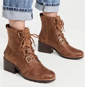 Sorel Womens Size 8 Brown Suede Lace Up Ankle Fashion Boots Bootie thumbnail 1