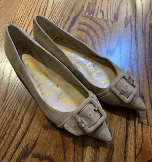 Sam Edelman Sonja Suede Pointed Toe Buckle Flats beige Taupe Size 7 thumbnail 1