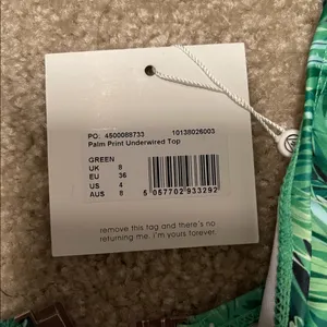 NWT MISSGUIDED PALM PRINT UNDERWIRED SWIM TOP S thumbnail 5