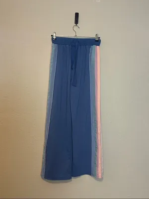 New In knit color block Wide‎ Leg pants Blue Size Small NWT thumbnail 2