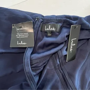 NWT Lulus Air of Romance Navy Blue‎ Maxi Dress LARGE thumbnail 11