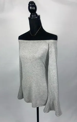 Catherine Malandrino Off the shoulder Belle sleeves Medium Gray Top blouse thumbnail 1