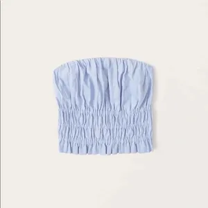Abercrombie & Fitch Blue Strapless Linen-Blend Ruched Top thumbnail 2