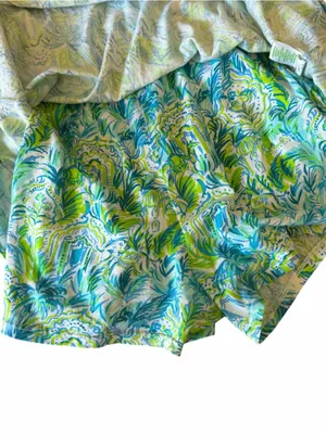Lilly Pulitzer - Idara One-Shoulder Pom Pom Romper Blue Green Sz M thumbnail 9