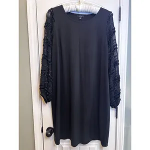 Alfani Women’s 2X Black Shimmer Sleeves Shift Dress NWT Plus Size Cocktail Dress thumbnail 13